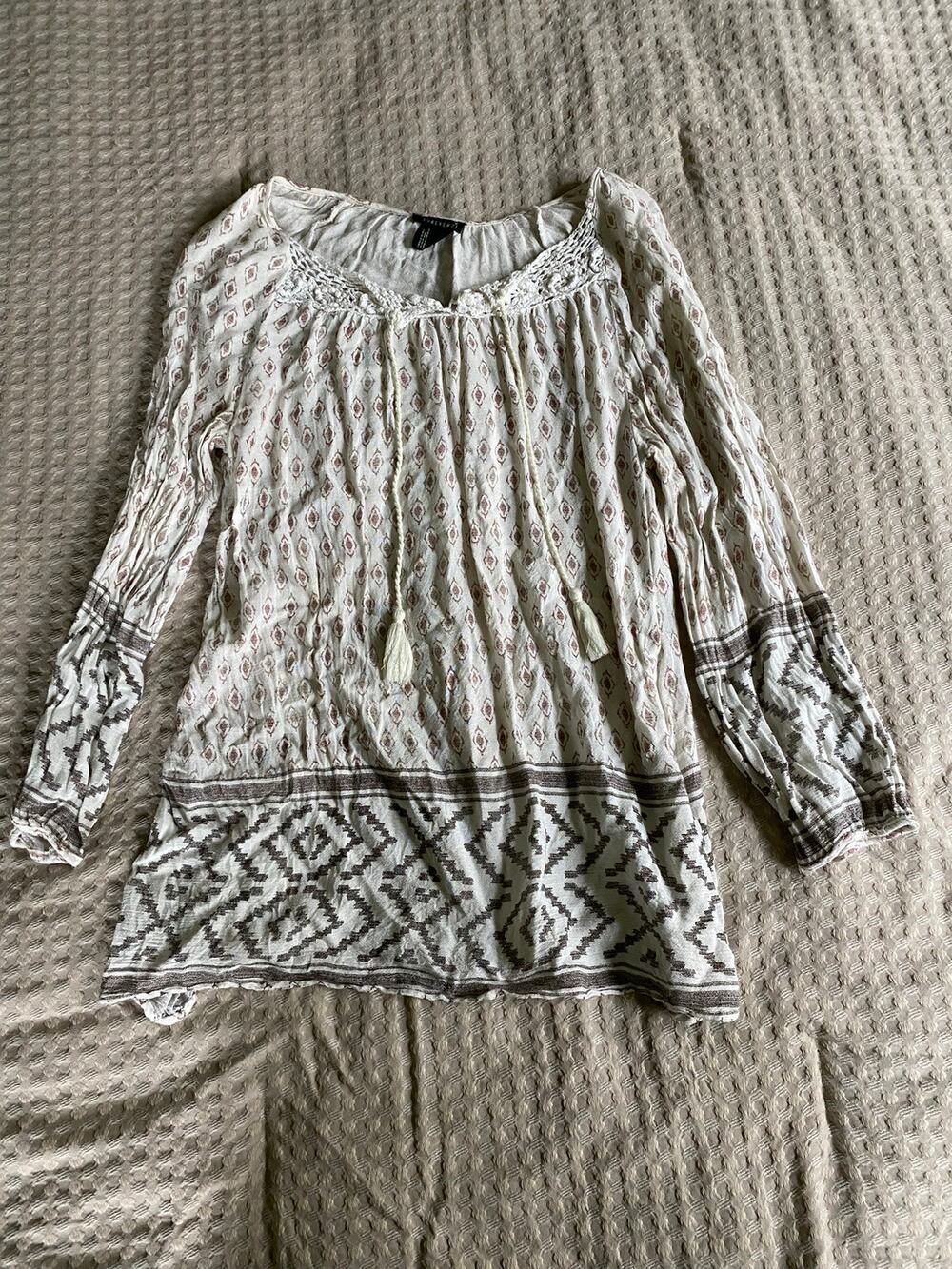 Forever 21 Neutral Colored Flowy Top with Aztec Design